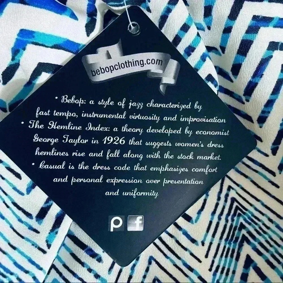 NWT BeBop Zig Zag Cinch Waist Sleeveless Quarter Button Mini Shirt Dress Size L - Picture 13 of 14